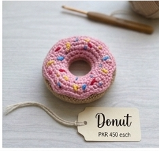 Handmade crochet donut charm